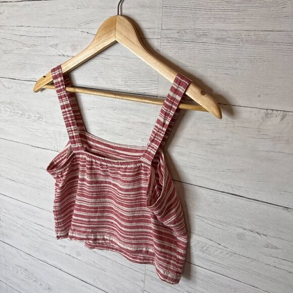 BP Top Womens Size XS Dark Pink & White Striped Linen Blend Tank Summer Flirty - Picture 10 of 12